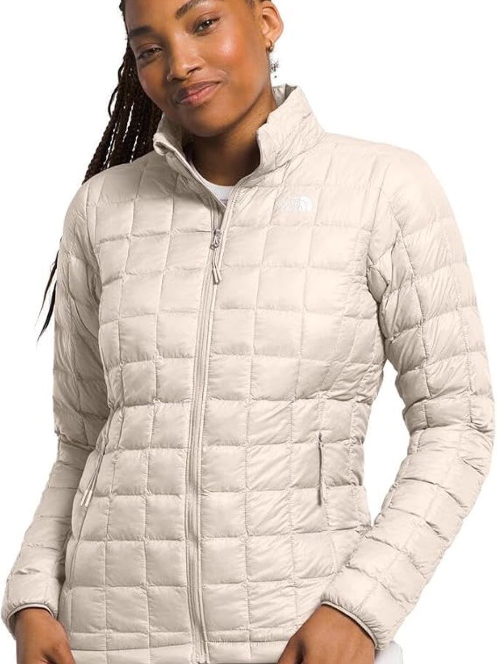 The North Face Women's ThermoBall Eco Quilted Full Zip Puffer Jacket Cream S